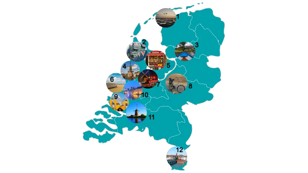 mapa con lugares turisticos holanda